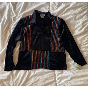 Black Orange Red Green button up shirt